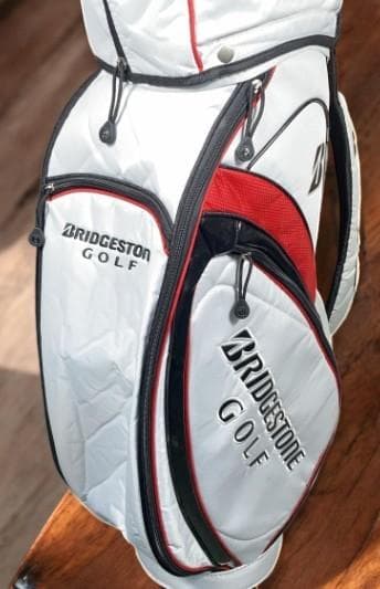 送料無料/美品BRIDGESTONE ゴルフバッグ ホワイト/レッド