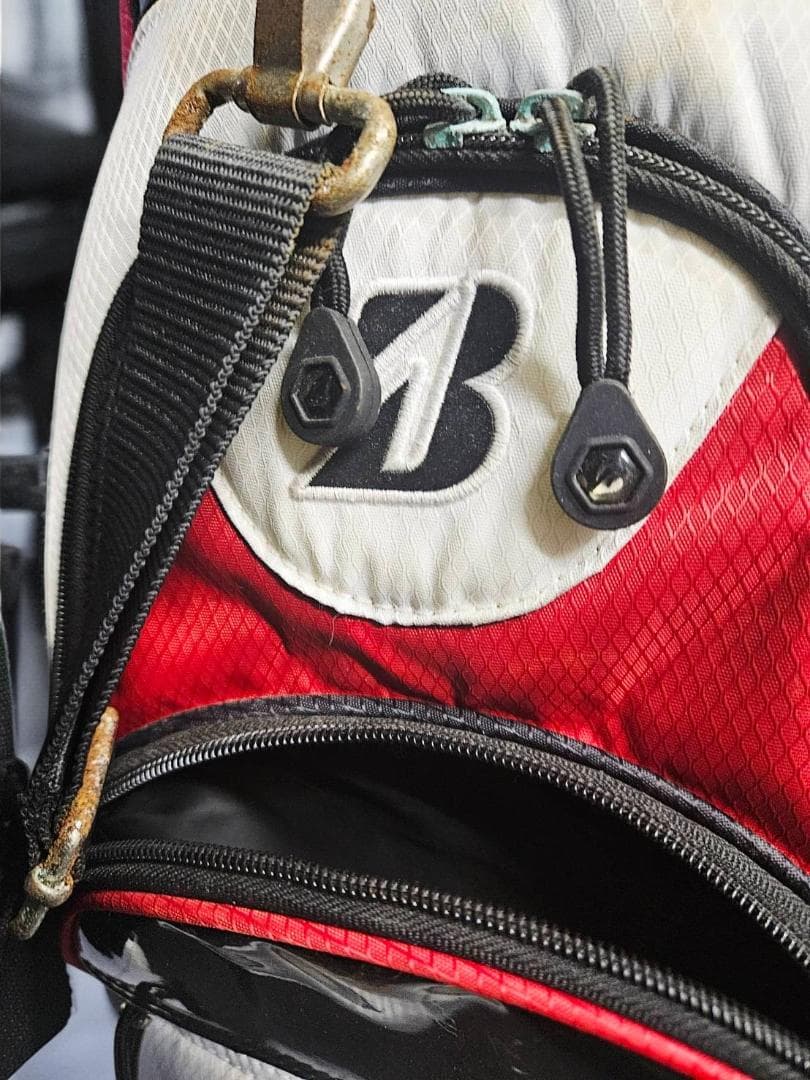 送料無料/美品BRIDGESTONE ゴルフバッグ ホワイト/レッド