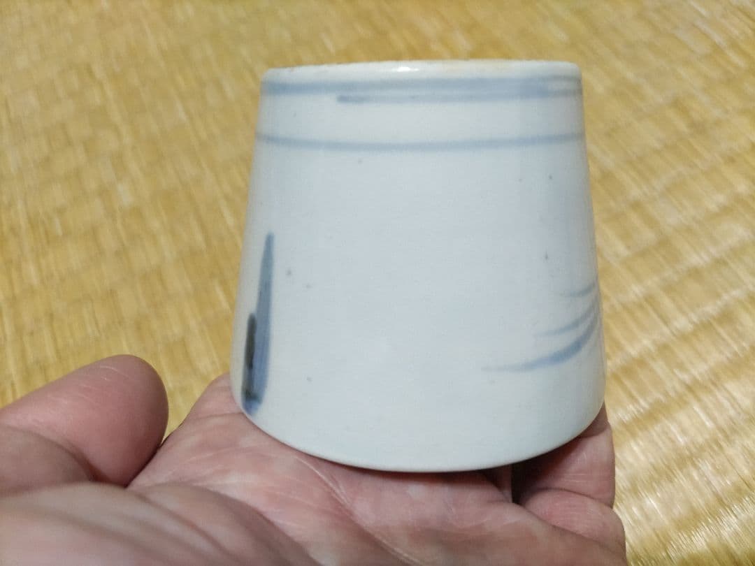 初期様式　そば猪口　鳥に枝垂れ柳　唐辛子かも？美品！古伊万里