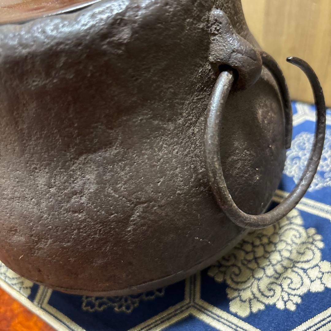 鉄製 茶色 水差し 蓋付き 木箱付き