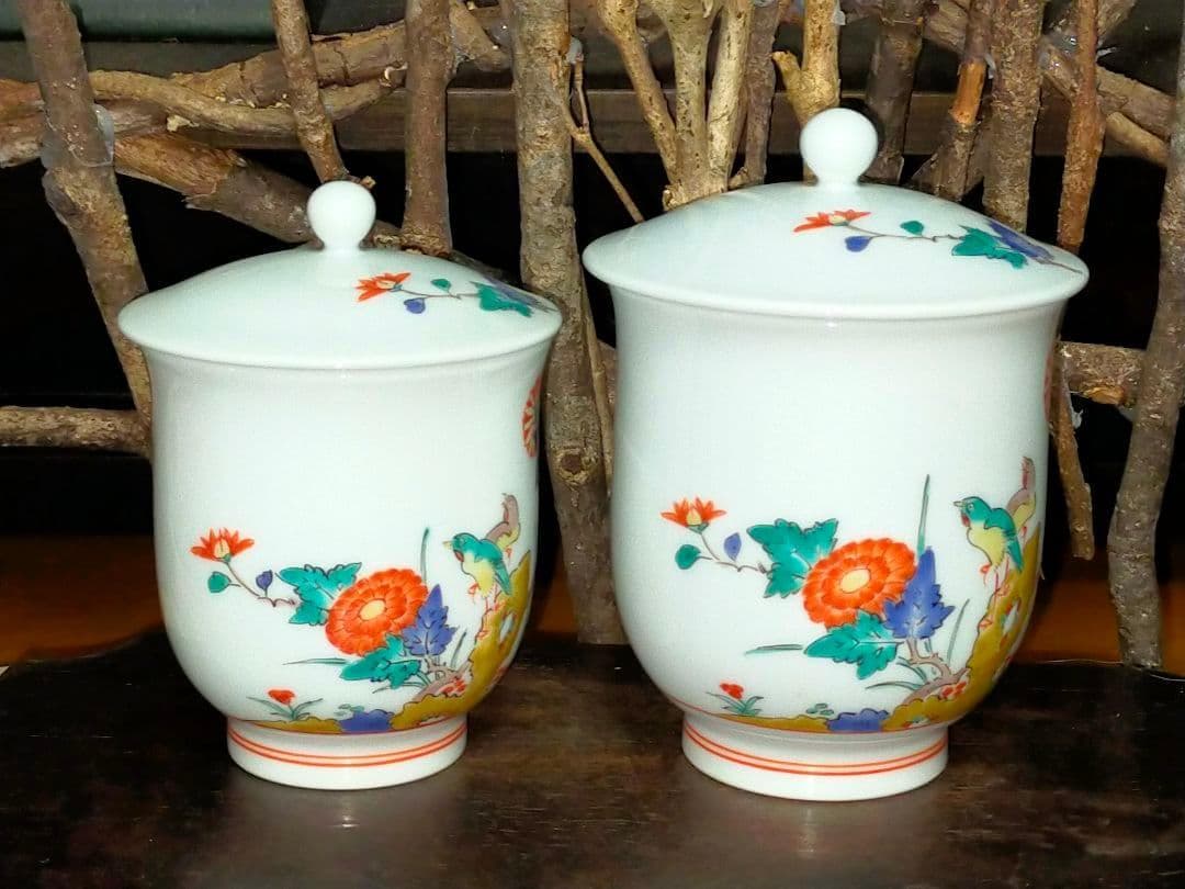 ♥未使用♥　人間国宝　♥十四代♥　酒井田柿右衛門　♥夫婦　湯飲み　湯呑み　共箱付