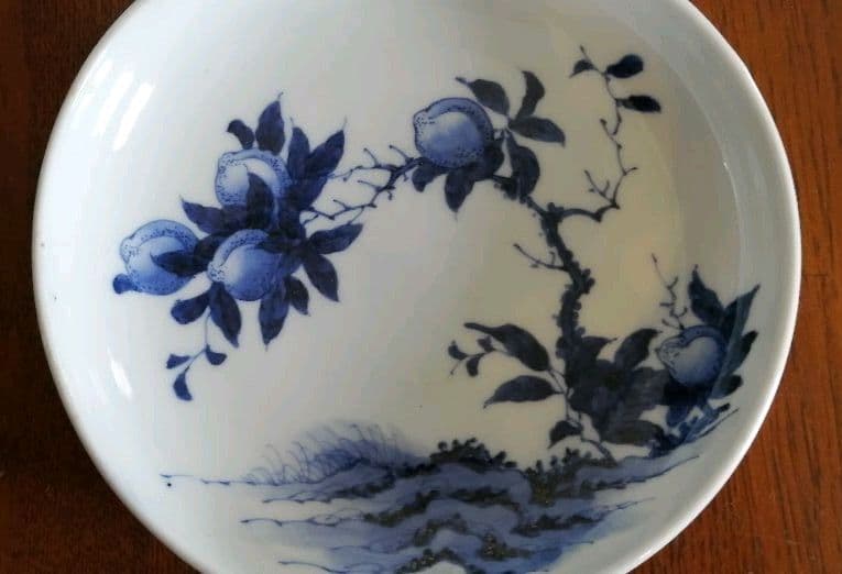 中里陽山作　桃形桃文皿　5客