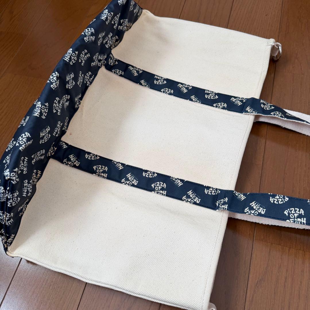 PIZZA OF DEATH トートバッグ ネイビー ストラップ付き