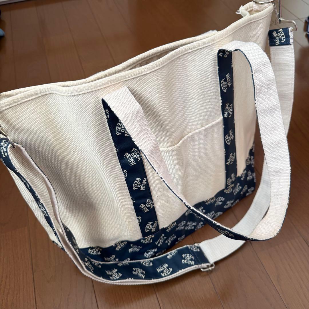 PIZZA OF DEATH トートバッグ ネイビー ストラップ付き