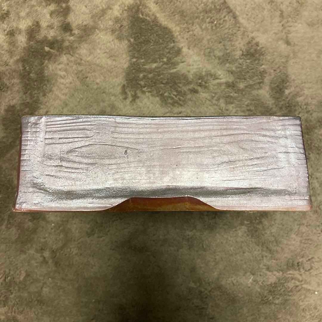 備前焼　大型　水盤　花器　角鉢　華道　生花　34.5センチ