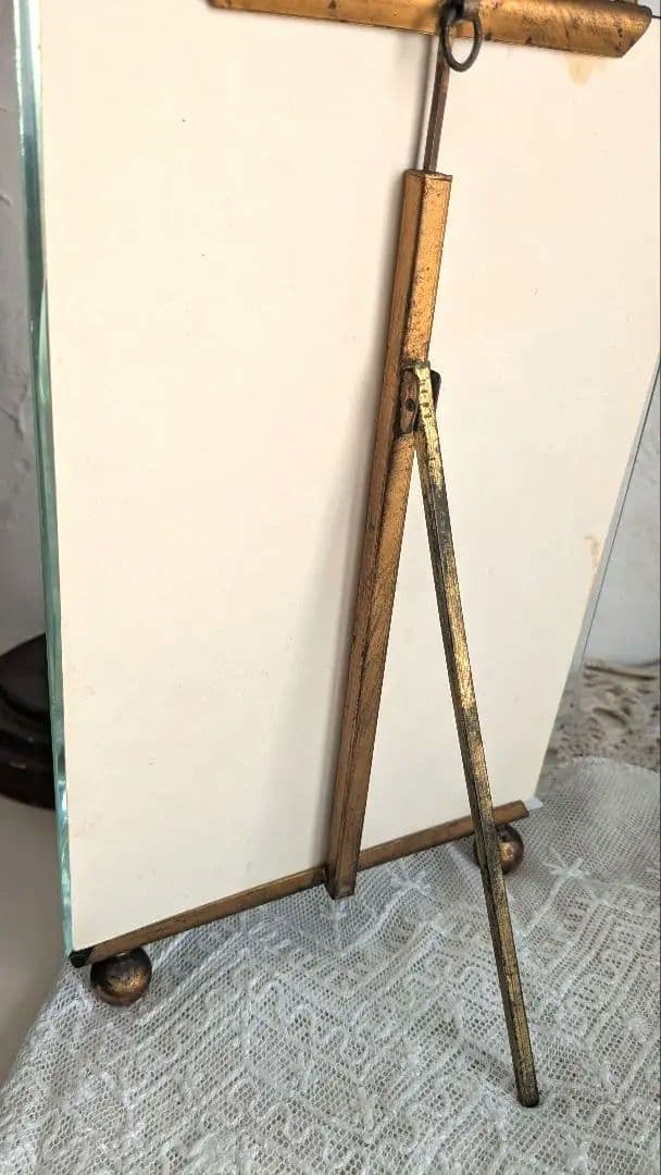 フランス 大きなガラス フォトフレーム ベベルガラス リボン装飾