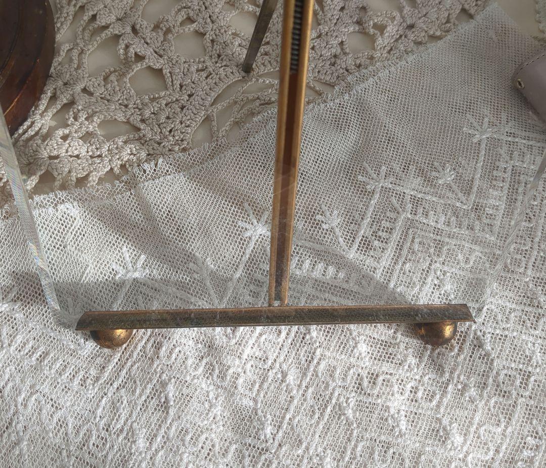 フランス 大きなガラス フォトフレーム ベベルガラス リボン装飾