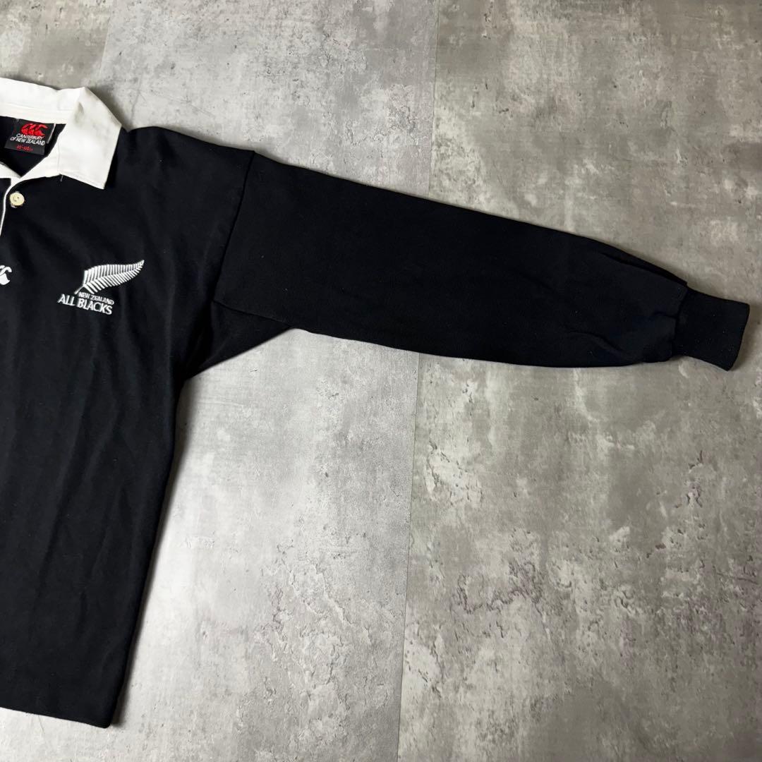 【100周年】CANTERBURY 刺繍ロゴ ALL BLACKS ラガーシャツ