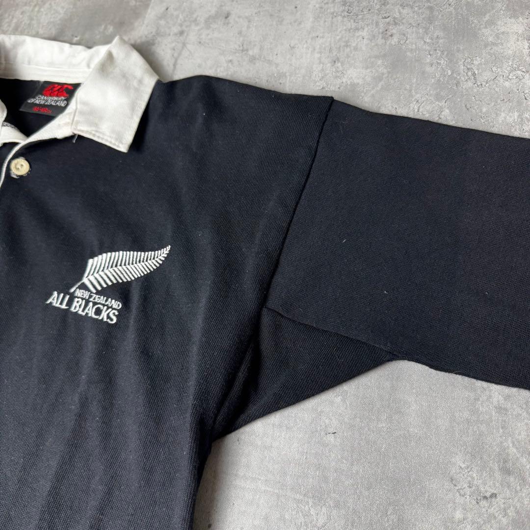 【100周年】CANTERBURY 刺繍ロゴ ALL BLACKS ラガーシャツ
