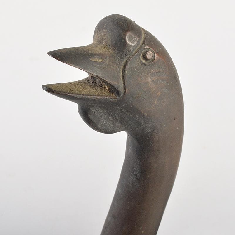 金工　秀山作　鋳銅　家鴨　アヒル　置物　一對　重さ合計約3.2㎏　G　R7513