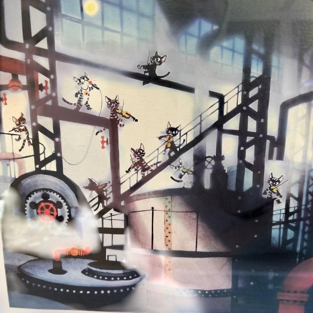 最終値下げ　藤城清治「真夜中の工場」　　　　　保証書有猫 ねこネコ