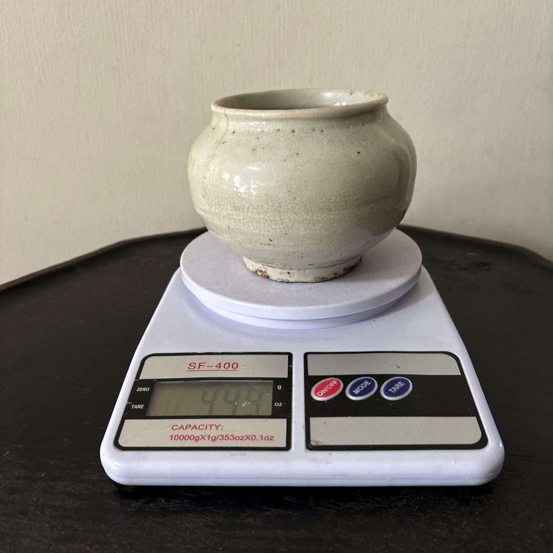 李朝壷　白磁　丸壷　塩笥壺　韓国オンギ.骨董品.スッカラ.アンティーク.立原正秋