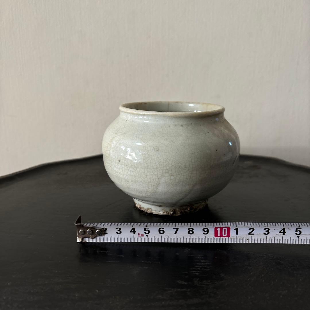 李朝壷　白磁　丸壷　塩笥壺　韓国オンギ.骨董品.スッカラ.アンティーク.立原正秋