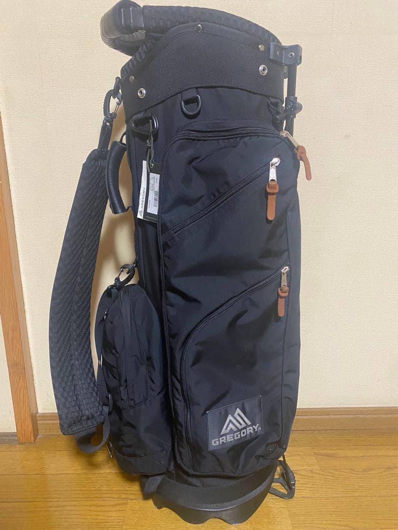 GREGORY ブラックキャディバッグ スタンド付き
