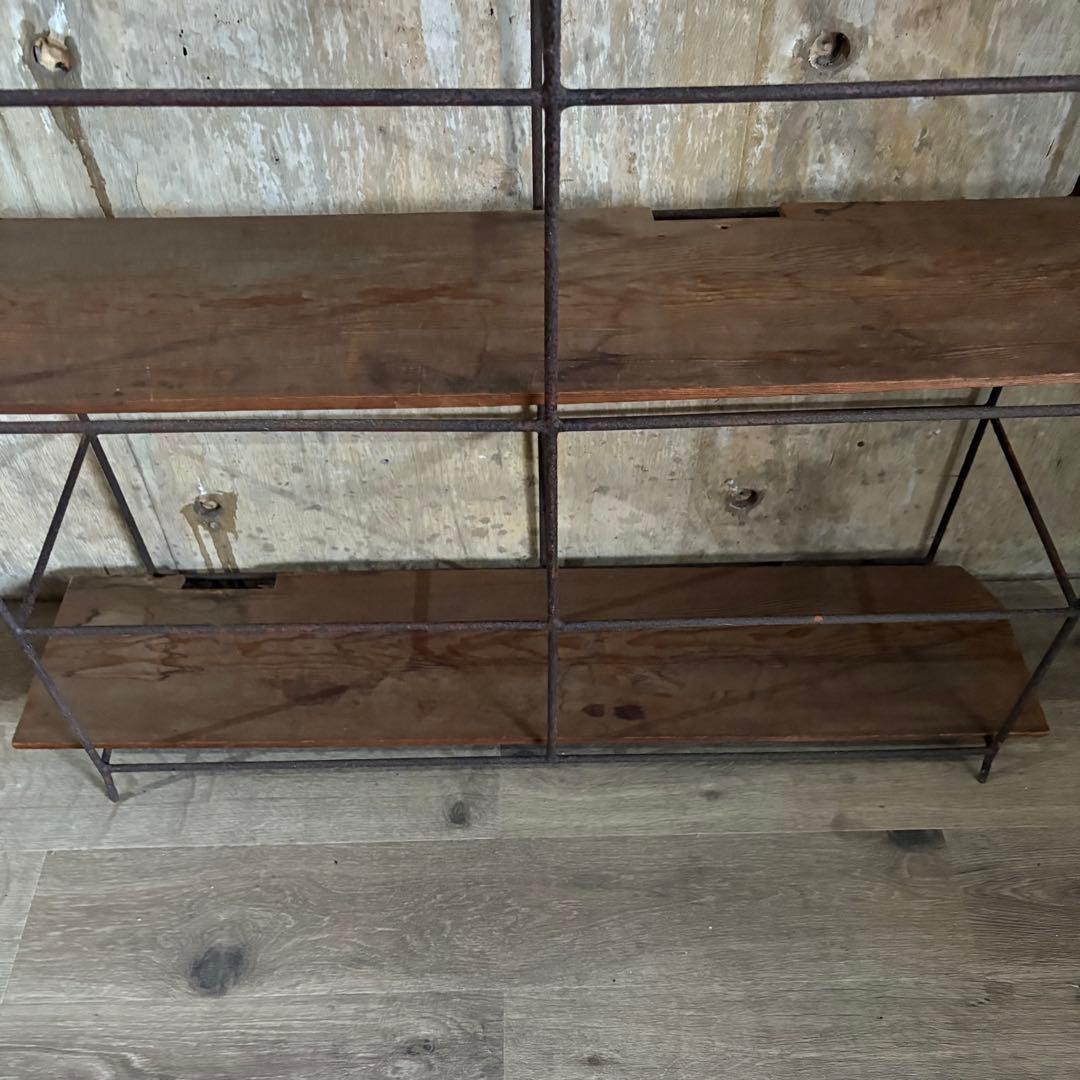 ヴィンテージ　オープンシェルフ　アイアンフレーム×古材　インダストリアル