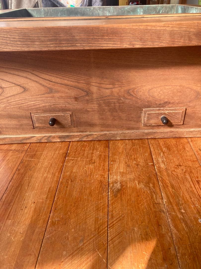 アンティーク 長火鉢 木製 銅火鉢 欅（ケヤキ） 時代家具古民具大型74センチ