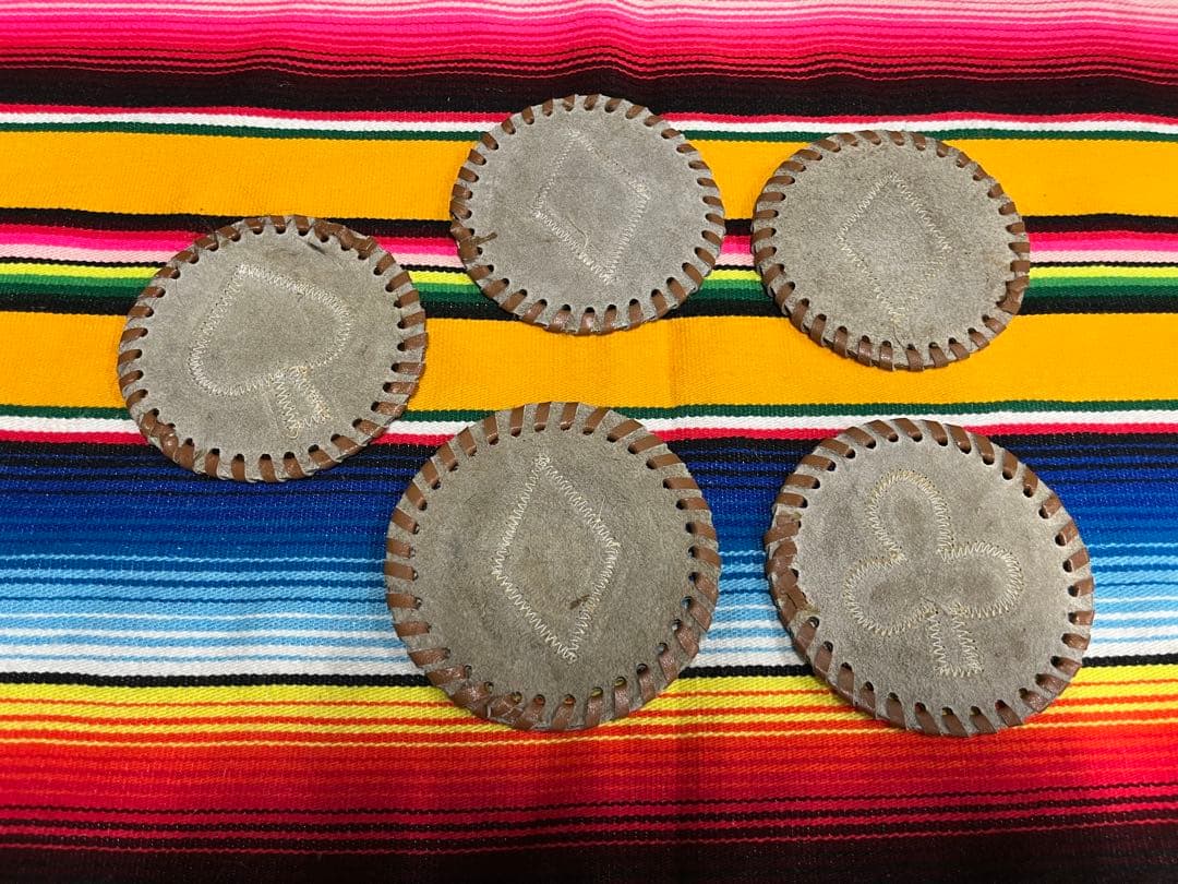 ヴィンテージ ハラコ リアルレザー コースター アクセサリー置き　キャンプ