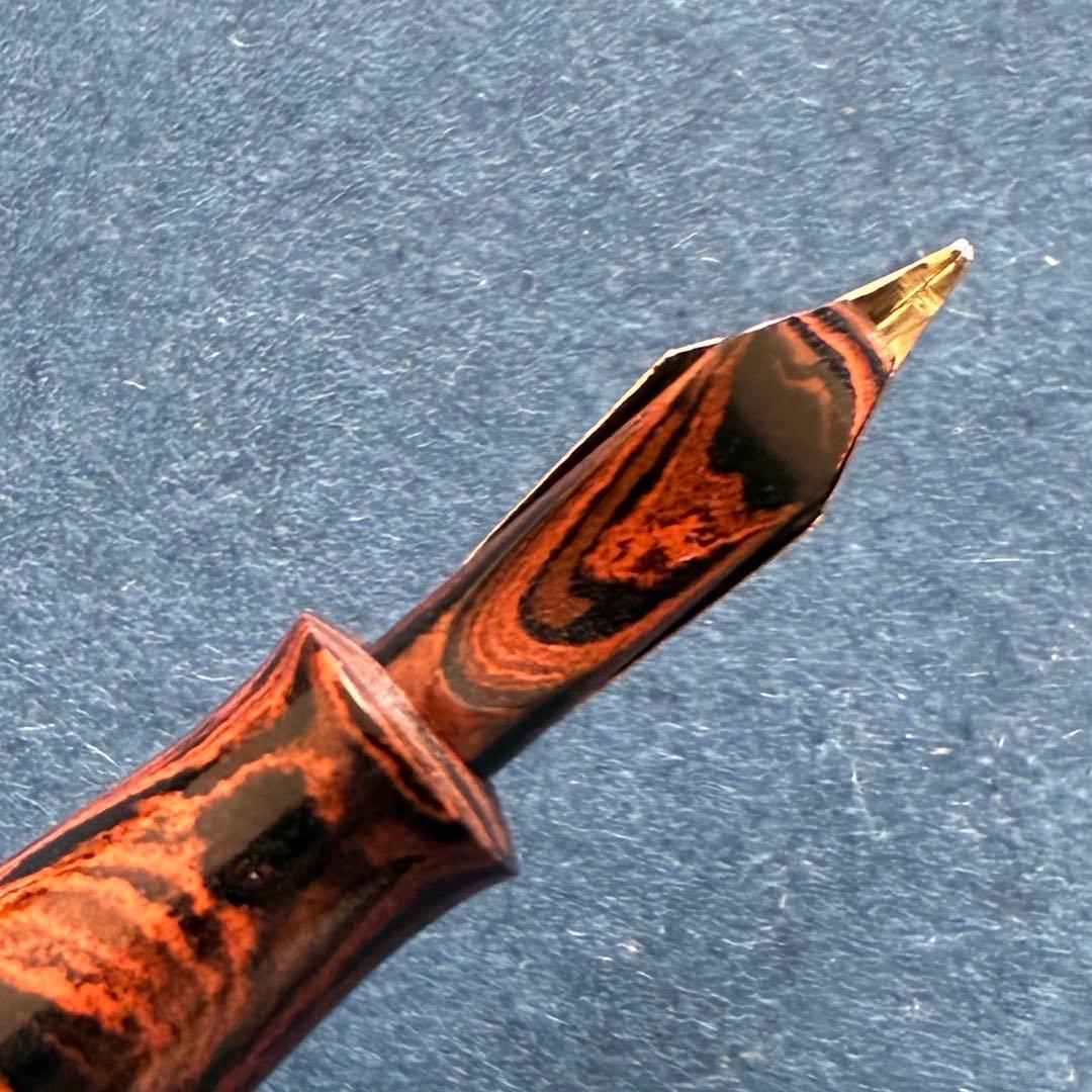 海外製　マーブルエボナイト　万年筆　無銘　14K