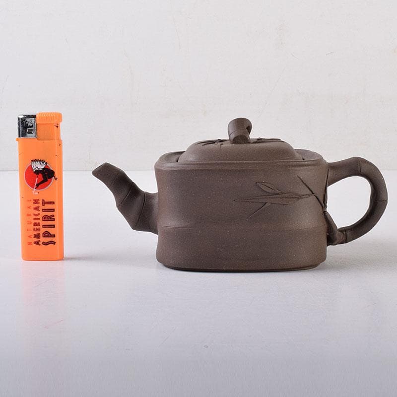 中国　紫砂　朱泥　竹文　急須　茶壷　在銘　N　7119