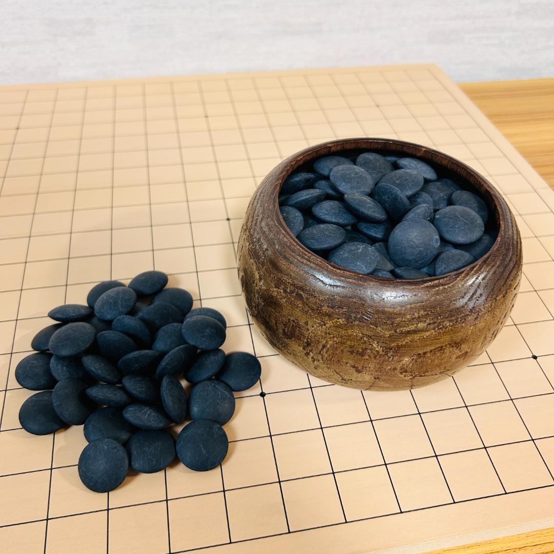 蛤碁石(月印) 那智黒石 32～33号 白180個 + 黒181個 囲碁