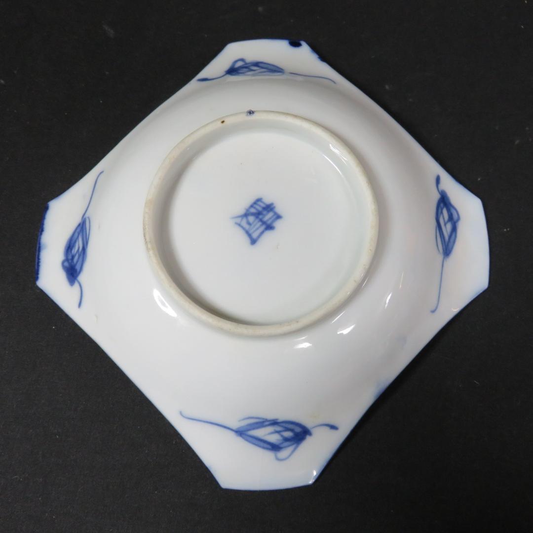 小皿 7枚 富士山 染付 古伊万里 山水 巻物 角皿 変形皿 江戸　バラ売り可