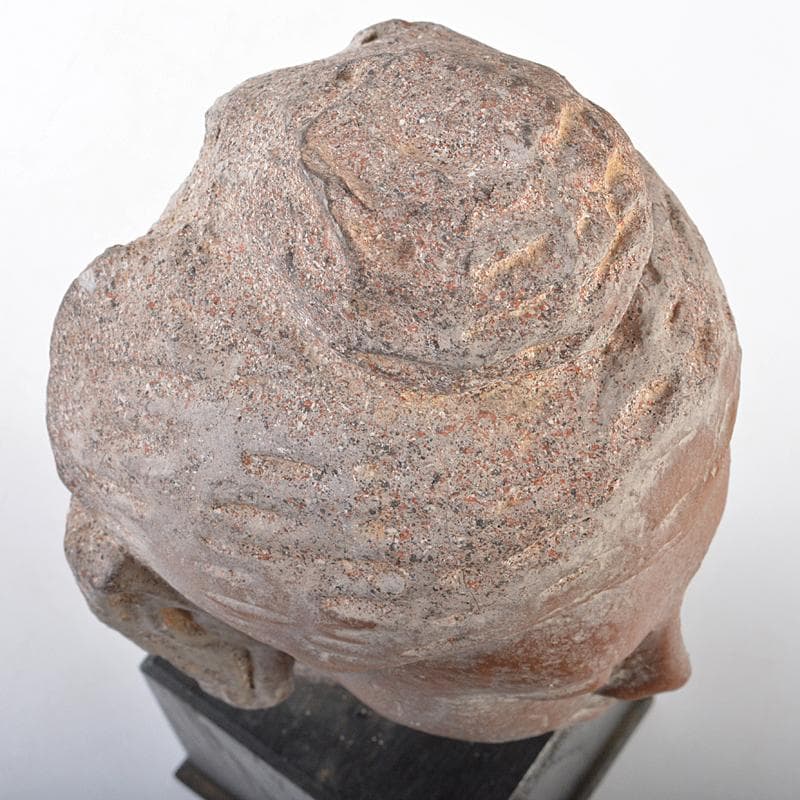 仏教美術　レプリカ　樹脂製　頭俑　仏頭　台座付　C　R5173