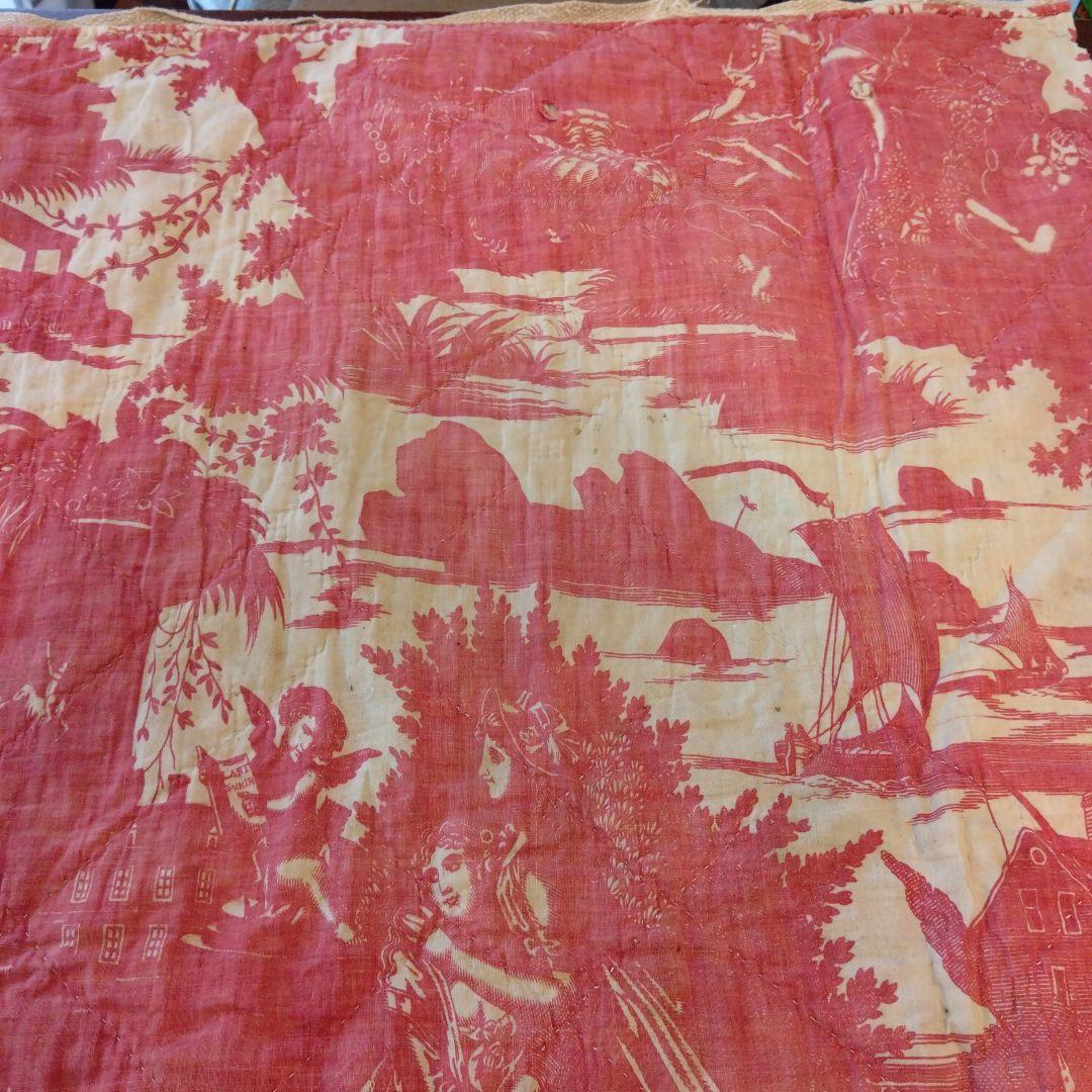 フランス　19世紀　アンティーク　コットン　トワルドジュイ