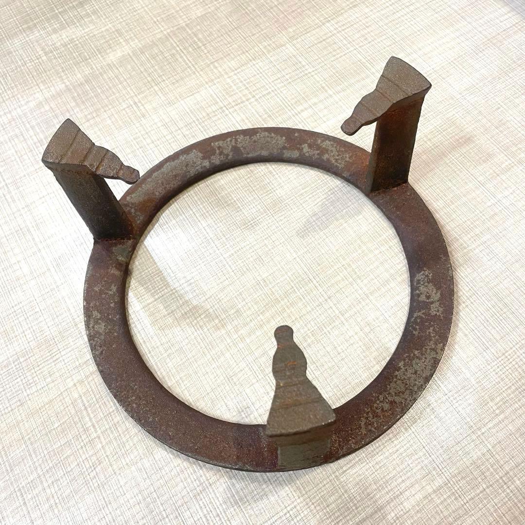 【希少】茶道 置炉 仙徳上入子 炉壇 五徳 銅製内装 炉底瓦付 木製火鉢