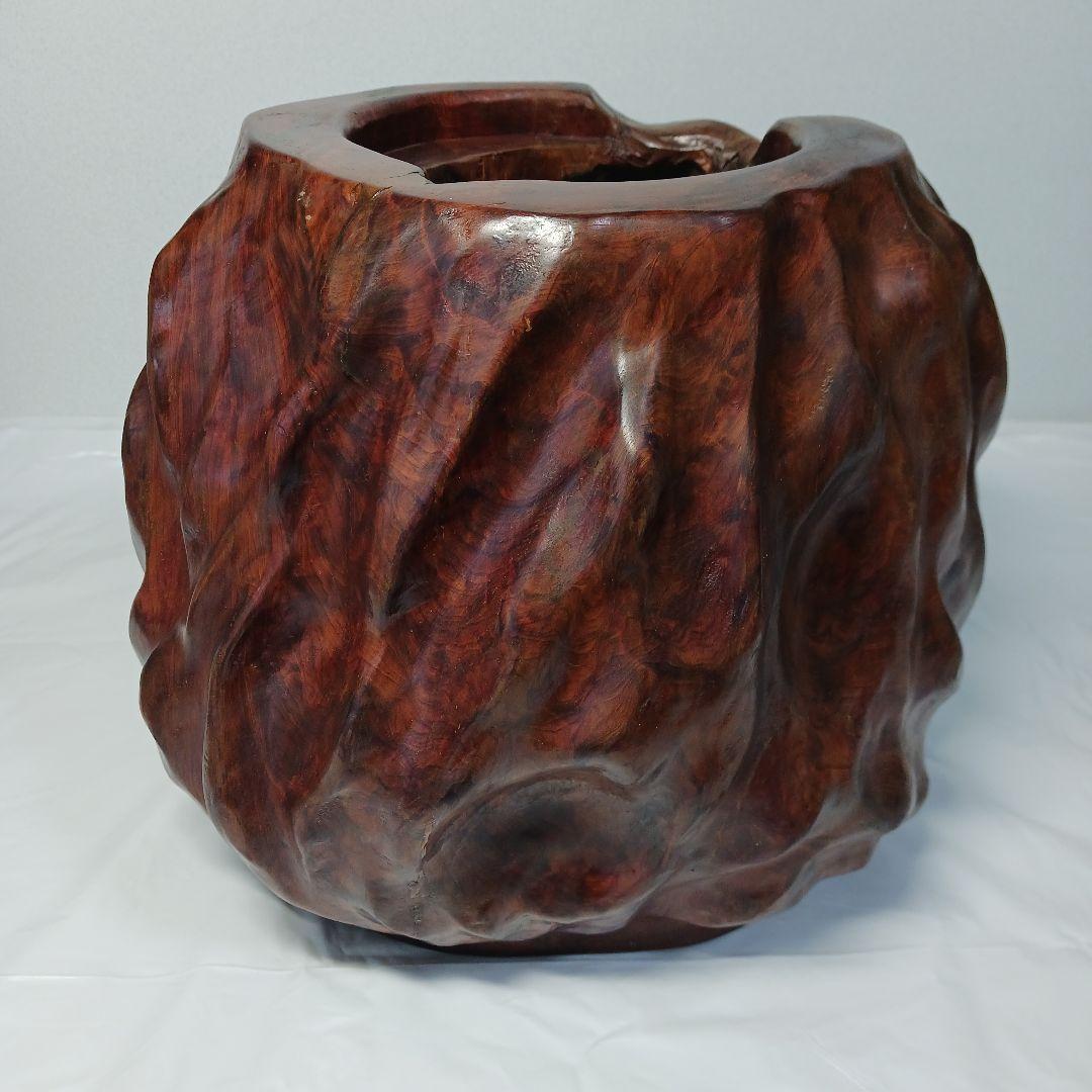 送料込み　屋久杉　虎杢の花器・つぼ(アンティーク)