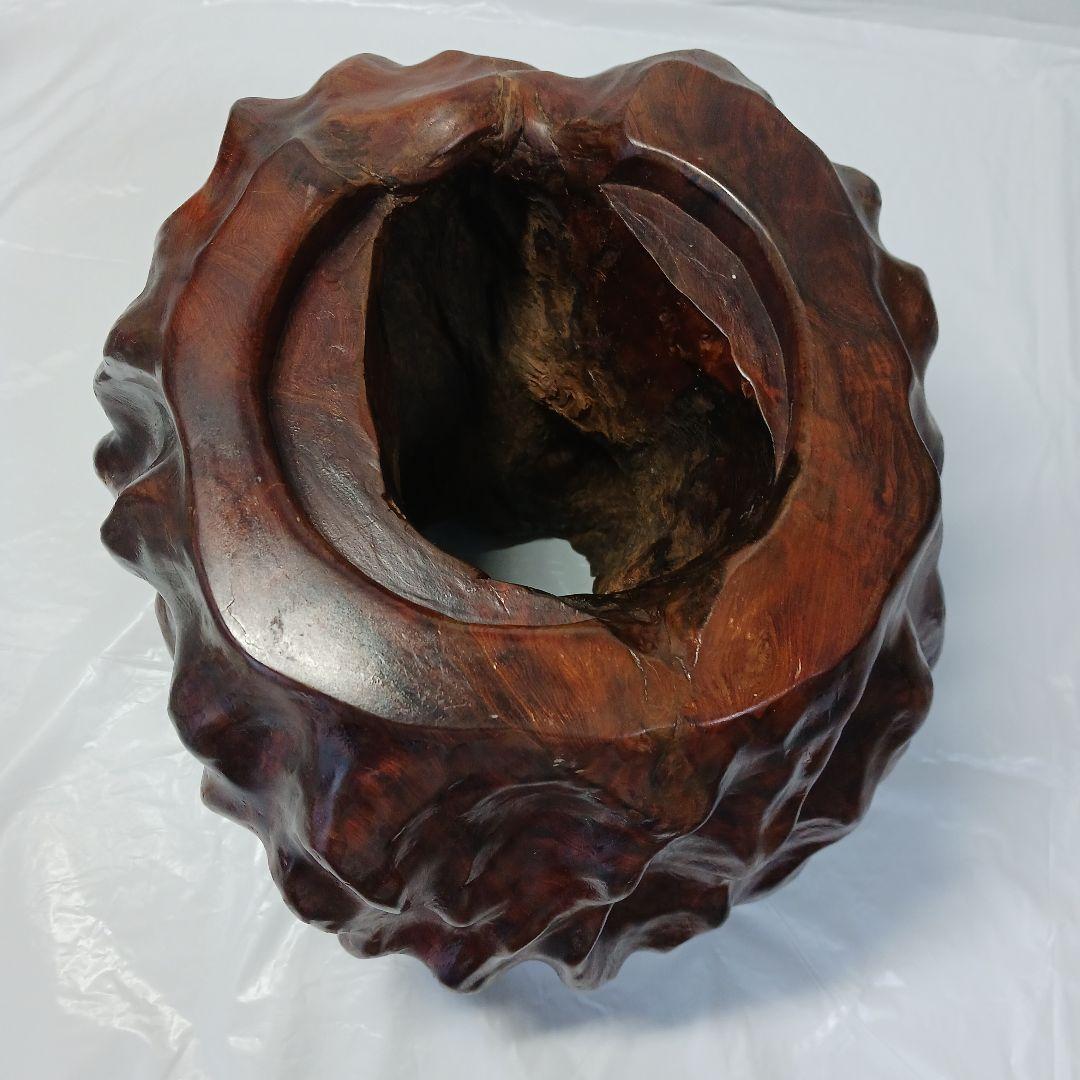 送料込み　屋久杉　虎杢の花器・つぼ(アンティーク)