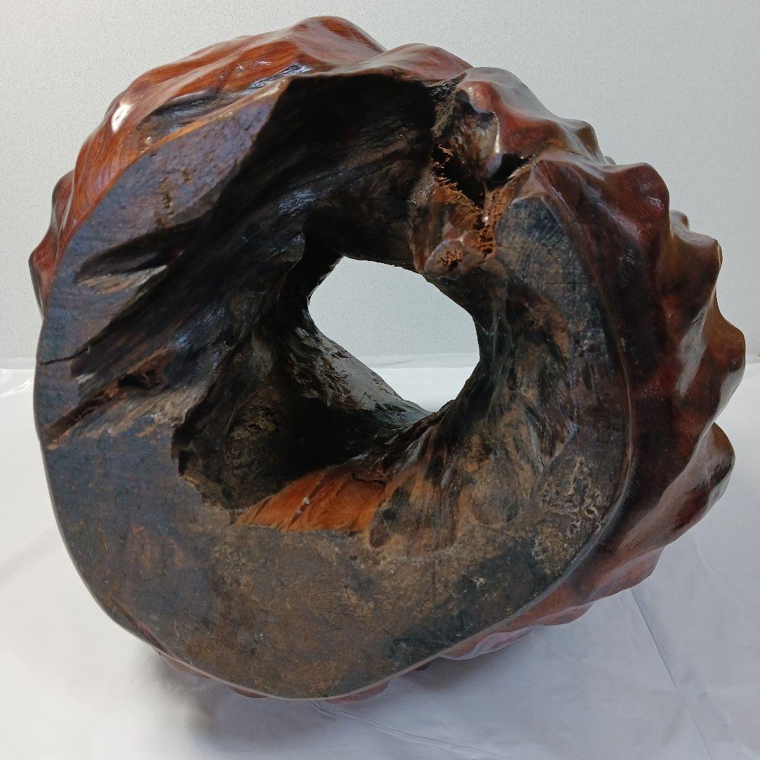 送料込み　屋久杉　虎杢の花器・つぼ(アンティーク)