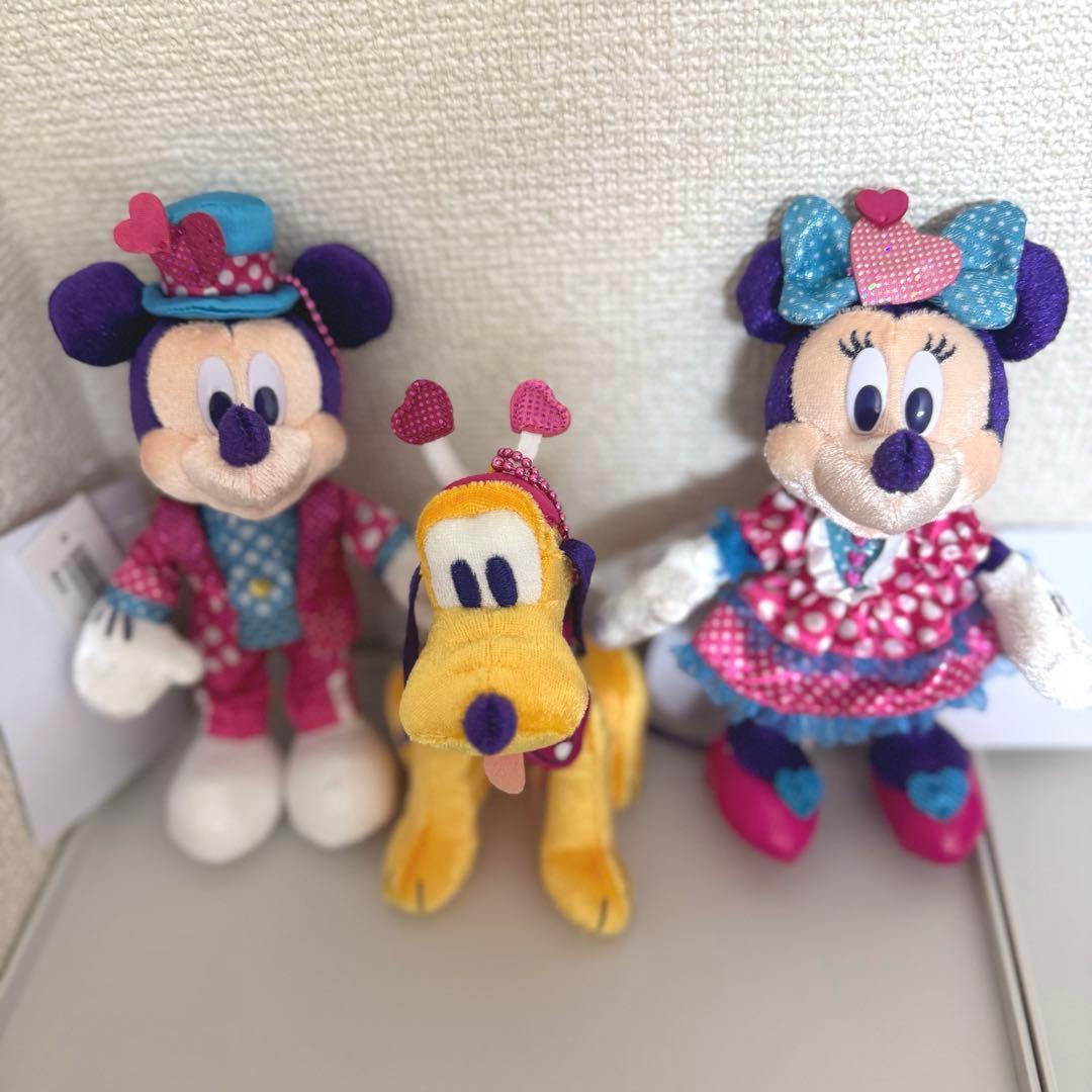 ディズニー　ファンダーランド ぬいぐるみバッジ ミッキー ミニー プルート　3点