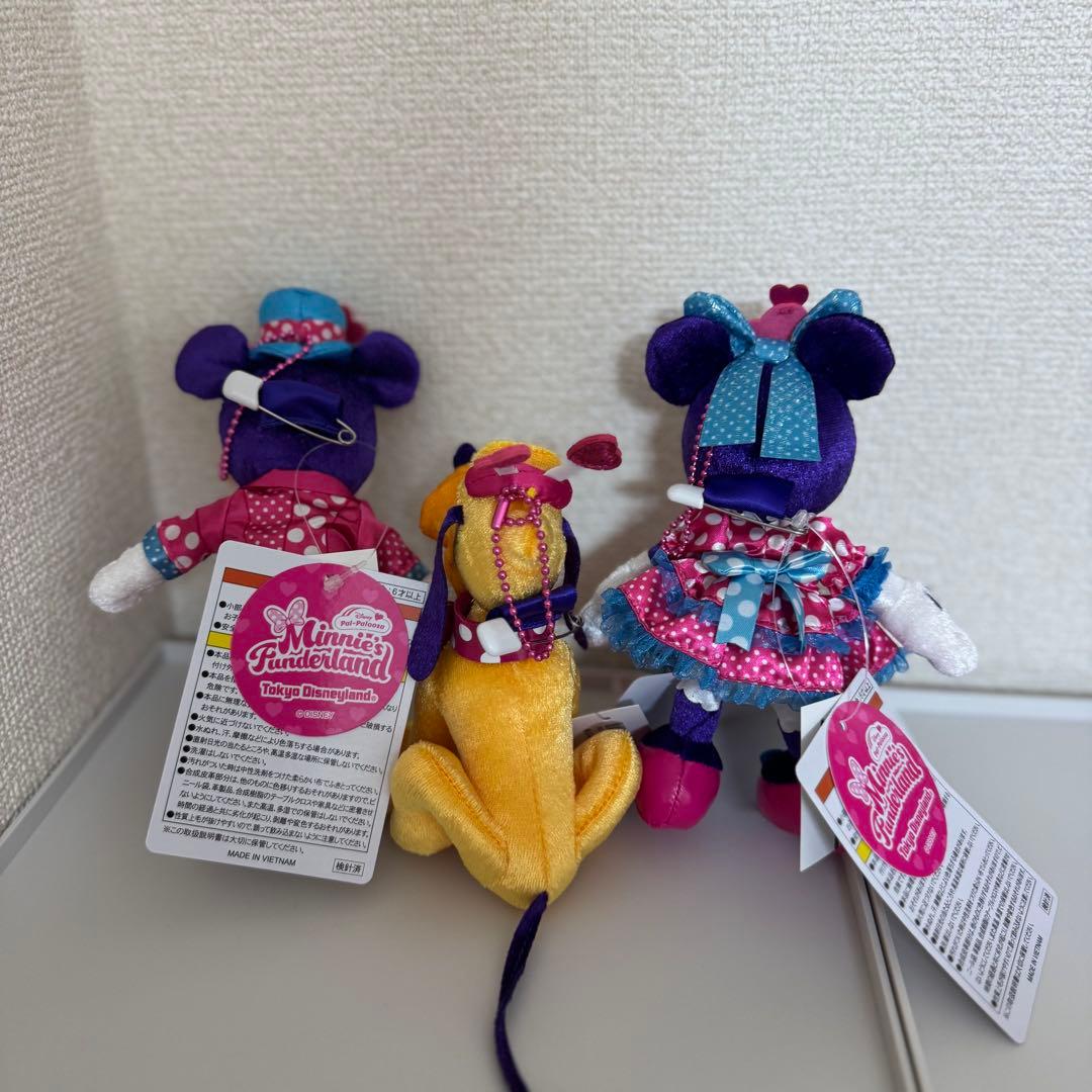 ディズニー　ファンダーランド ぬいぐるみバッジ ミッキー ミニー プルート　3点