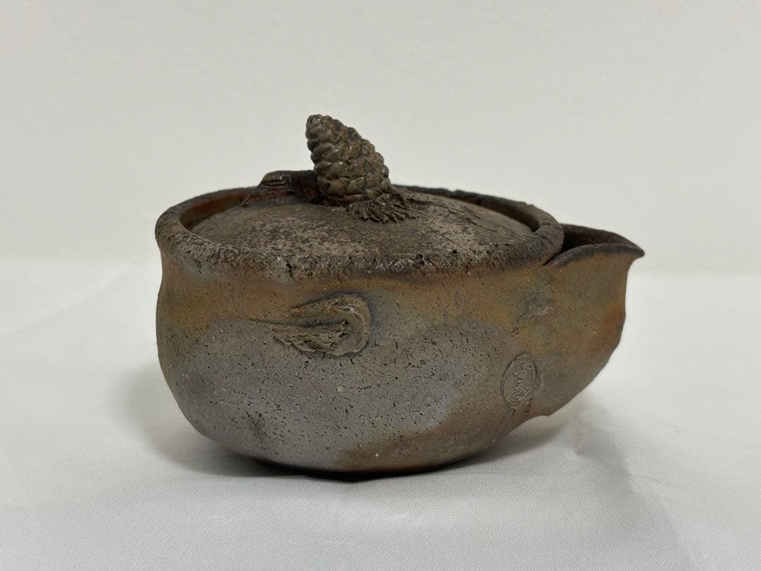 ⑳備前焼 宝瓶 登り窯 松 まつ マツ 手びねり 急須