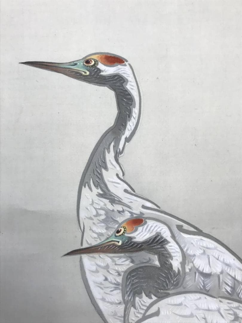 【真作】福留明光/寿老人亀鶴図/人物図/鶴亀図/掛軸/名家伝来/AD-15