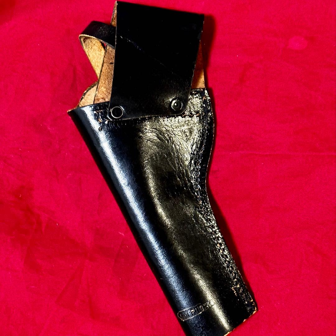 整備済 リボルバー用 黒革製ヒップホルスター 6インチ銃身まで対応