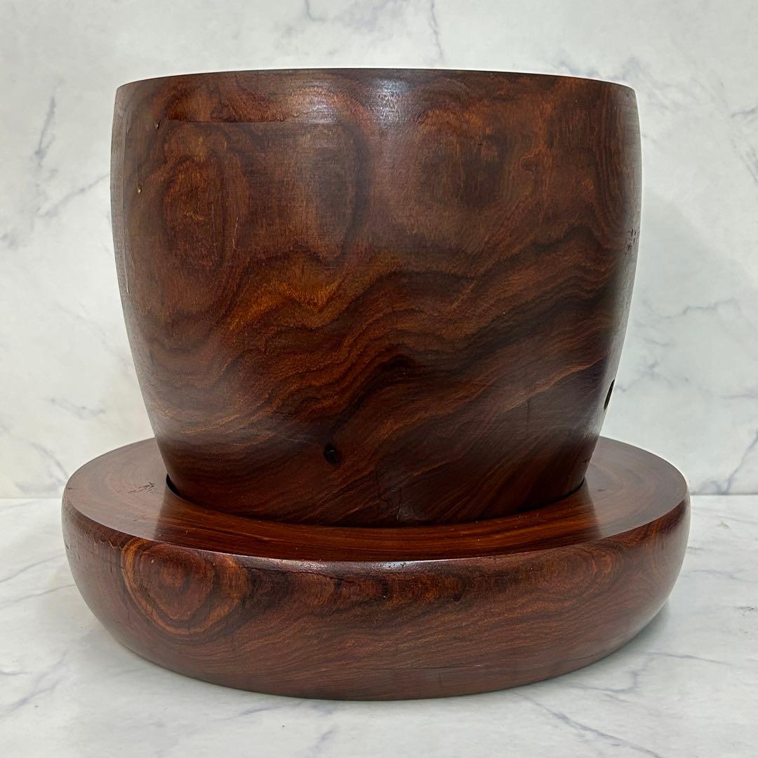 【高級花梨材】天然木 無垢 火鉢 台座つき 希少品