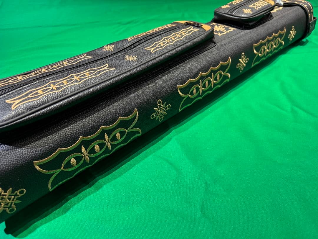 高級ビリヤードキューケース（3B×5S）金刺繍　ハード　新品　ブラック×金