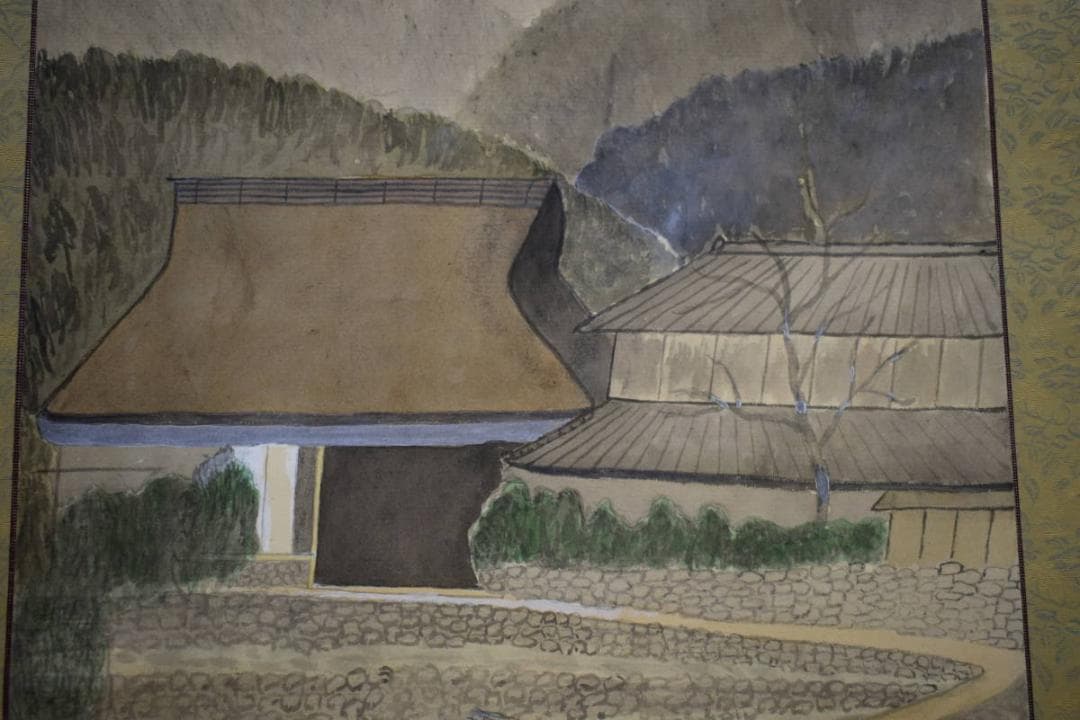 真作/一竹山人/山水/大原女図/農村夫人/布袋屋掛軸HJ-786