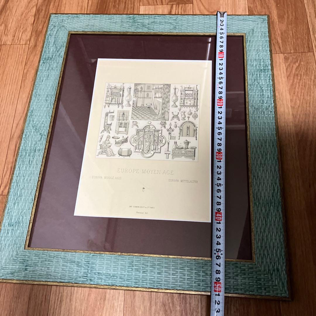 フランスアンティーク銅版画　額装品