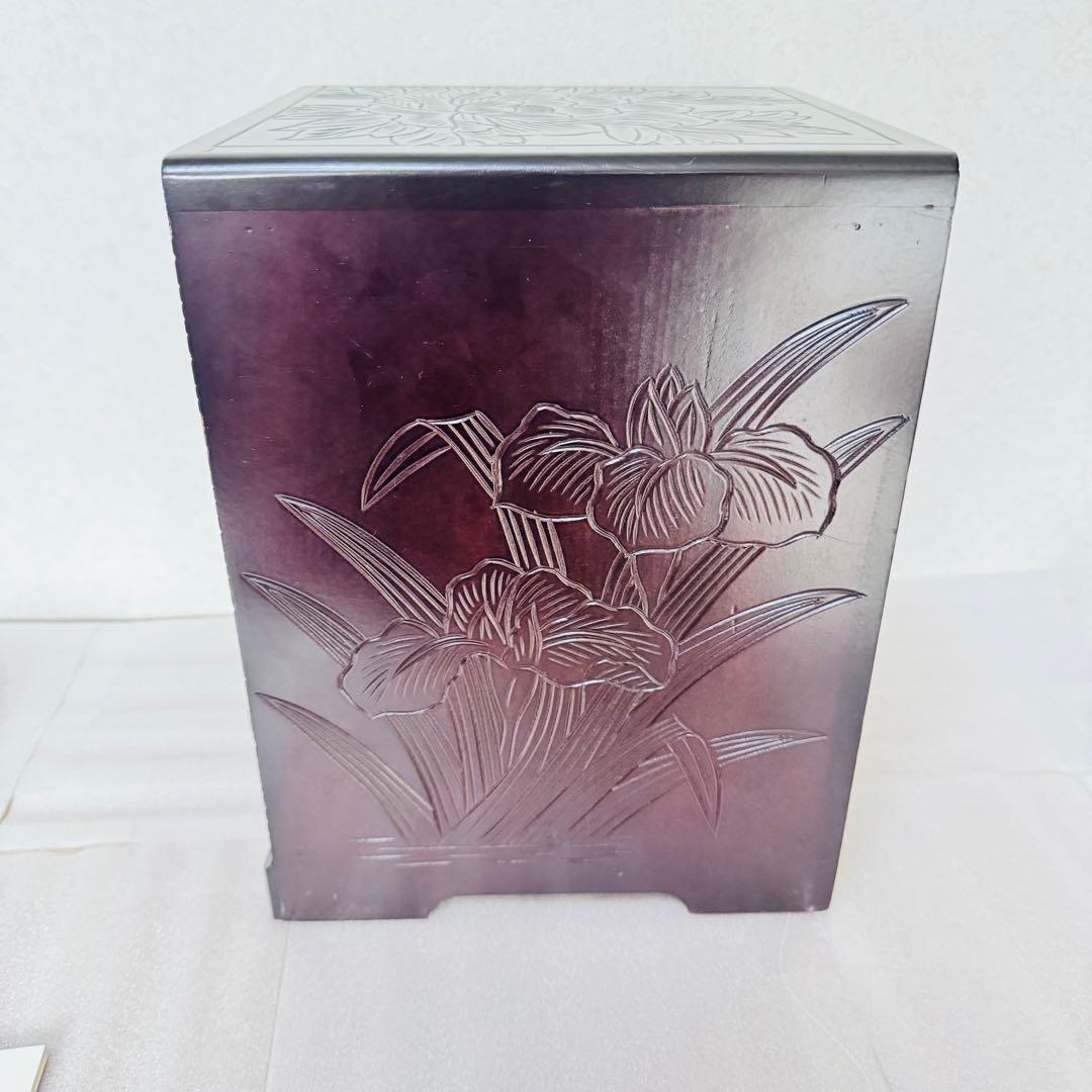 【極美品】日光彫 小箪笥 3段 卓上収納 花模様 内装赤 高級感 彫刻　伝統工芸