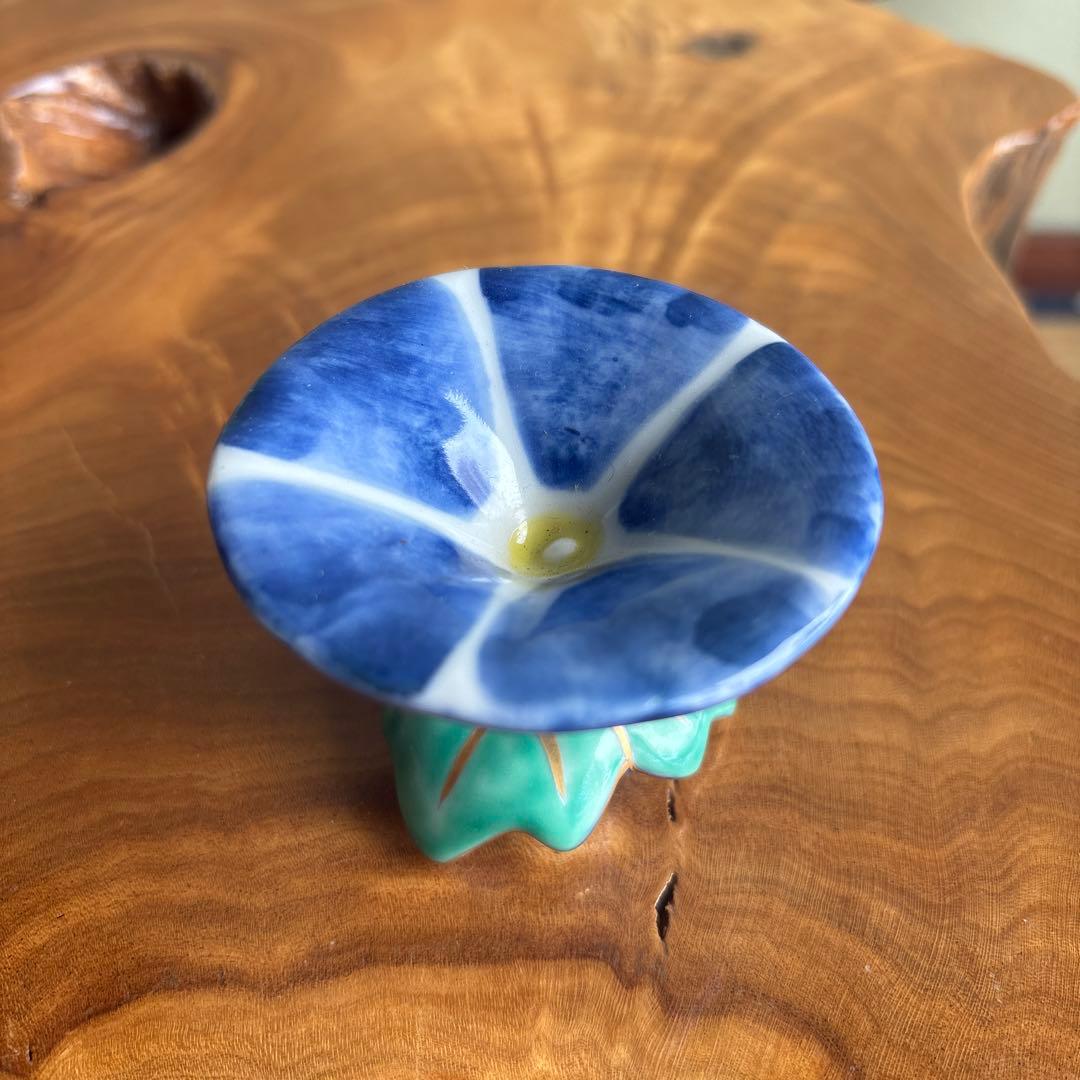 色絵 朝顔蓋置 平安 高野昭阿弥 茶道具 共箱