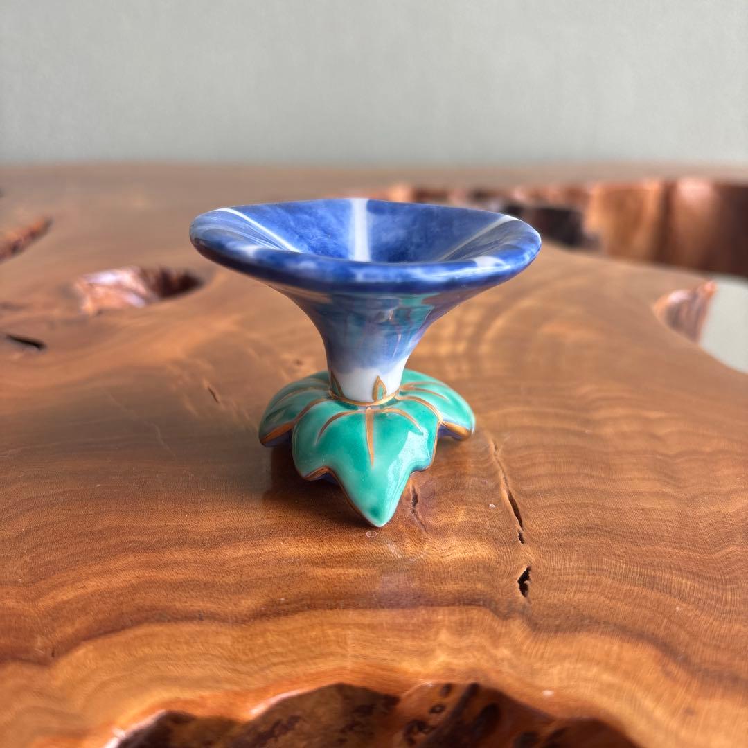 色絵 朝顔蓋置 平安 高野昭阿弥 茶道具 共箱