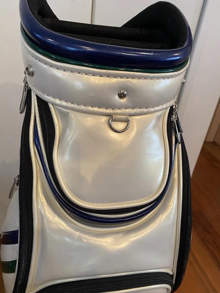 タイトリスト エナメル ゴルフバッグ カート キャディバッグ 青/緑ライン