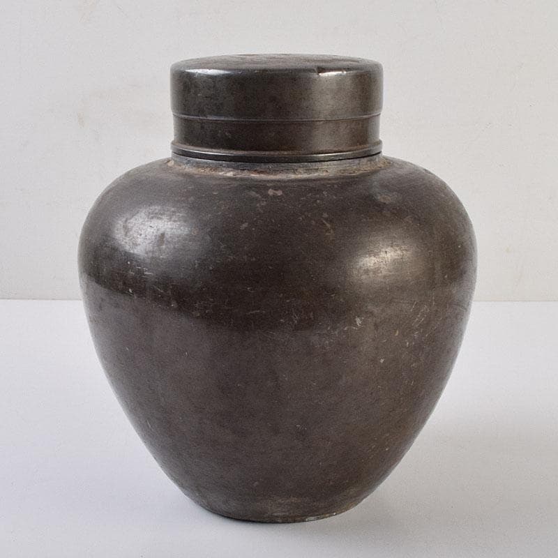 古錫　御錫屋天下一美作守造　大茶壷　茶心壷　 重さ約2296g　K　R9295