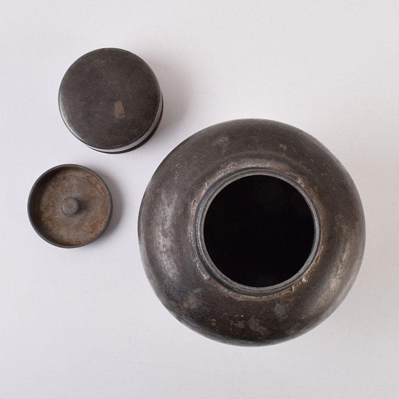 古錫　御錫屋天下一美作守造　大茶壷　茶心壷　 重さ約2296g　K　R9295