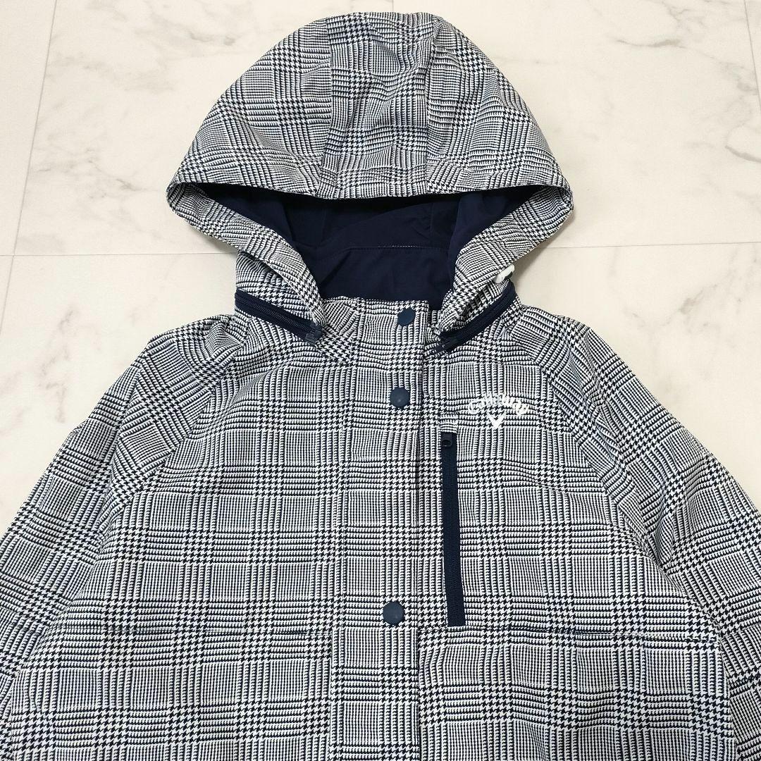 キャロウェイ　2way　レインウェア　コート　千鳥柄チェック　袖　フード脱着　S