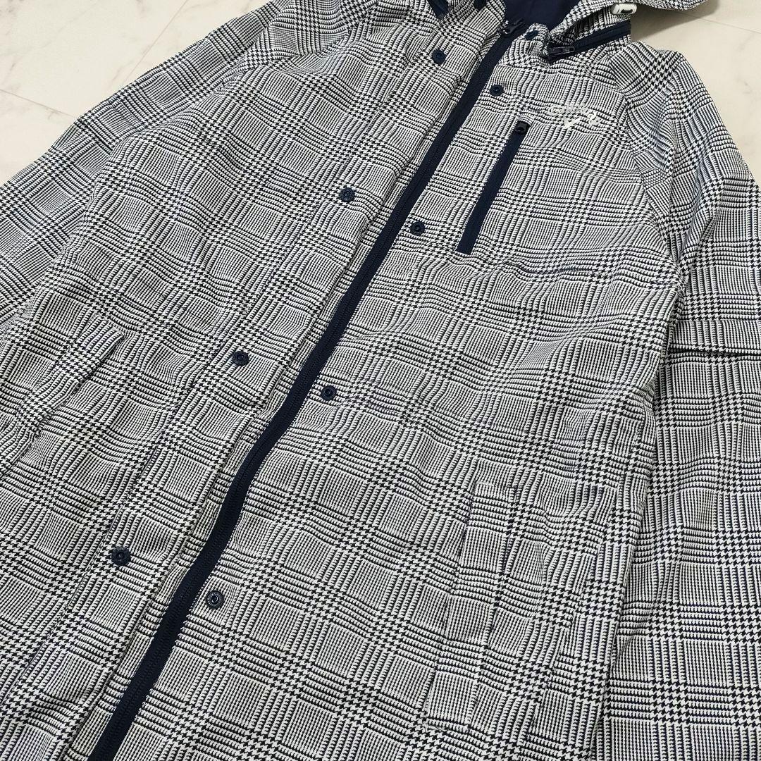 キャロウェイ　2way　レインウェア　コート　千鳥柄チェック　袖　フード脱着　S