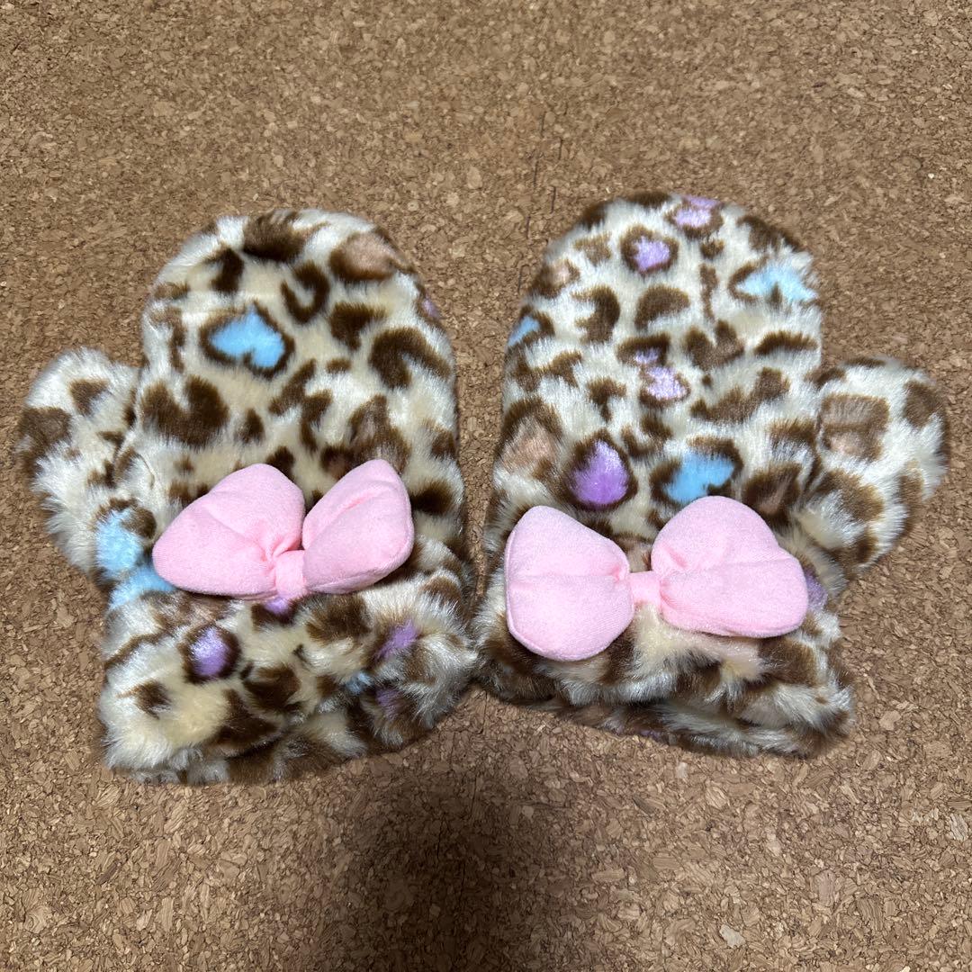 ディズニー ミニー ファンキャップ 手袋セット　レオパード柄