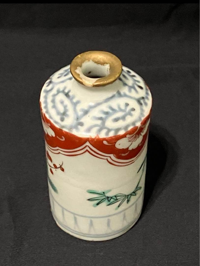 油壺　ろうそく形　油徳利　蛸唐草　有田　古伊万里